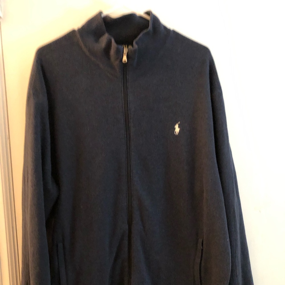 Mens Ralph Lauren Polo Jacket Pull Over Navy Blue XXL Zipper Front